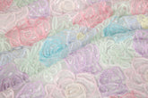 Macaron Rose Floral Lace Embroidery Sequin Mesh Fabric (Two Colors)