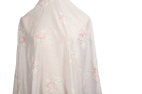 Abstract Narcissus/Orchid Embroidery Sheer Fabric Series (Two Fresh Colorways)