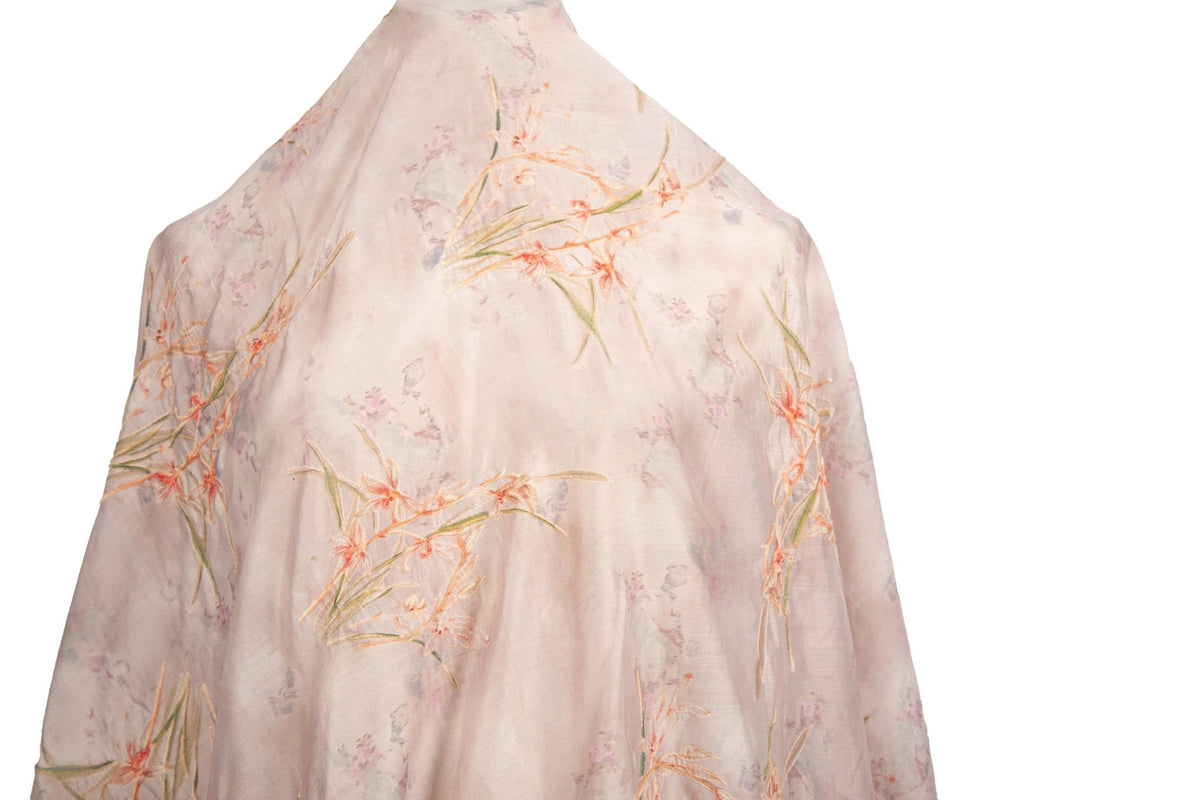 Abstract Floral Embroidery Sequin Sheer Fabric Series (Three Artistic Colorways)