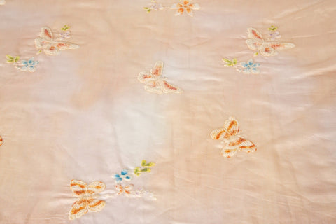 Abstract Watercolor Butterfly & Floral Embroidery Sheer Fabric Series (Three Soft Hues)