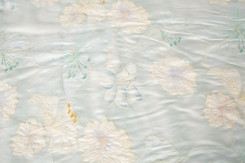 Abstract Ink Floral Embroidery Sheer Fabric (Light Mint)