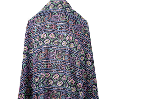 Multicolor Paisley & Geometric Striped Sequined Georgette Fabric | Ethnic Resort Wear