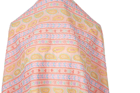 Paisley & Geometric Striped Sequined Georgette Fabric | Boho Resort Wear