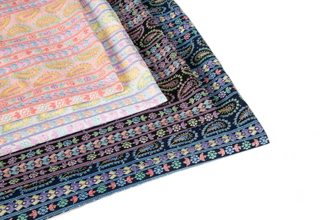 Paisley & Geometric Striped Sequined Georgette Fabric | Boho Resort Wear