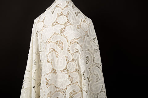 [Antique Scroll Series] Heavy Battenburg Style Tape Embroidery Lace | Vintage Boho Bridal