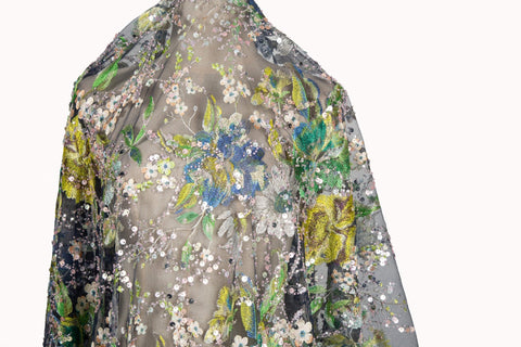 Couture Print Chiffon/Mesh Fabric | Luxury Rhinestone/3D Embossed/Vintage Oil-Paint (3 Styles)