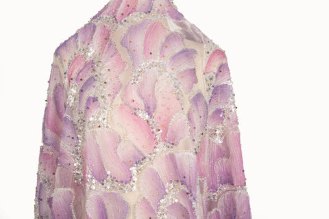 Watercolor Gradient Feather Sequin Heavy Embroidery Mesh Fabric Series (Four Artistic Blends)