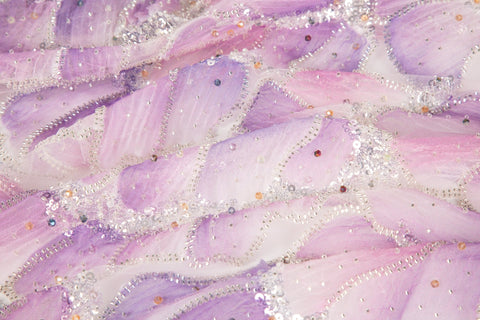 Watercolor Gradient Feather Sequin Heavy Embroidery Mesh Fabric Series (Four Artistic Blends)