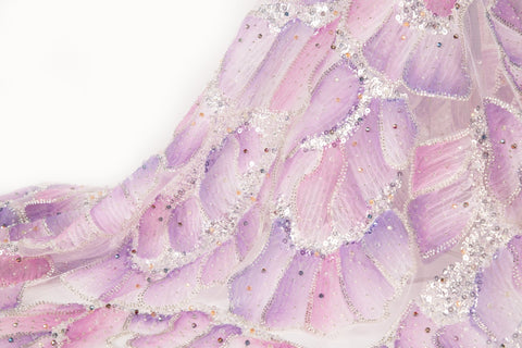 Watercolor Gradient Feather Sequin Heavy Embroidery Mesh Fabric Series (Four Artistic Blends)
